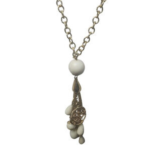 Vtg Carol Dauplaise Long Dangle Teardrop Tassel Woven Rope Pendant Necklace